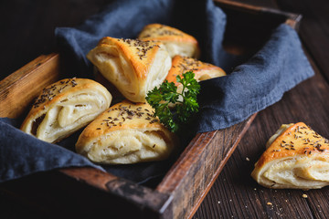 Baked rolls with sheep milk cheese filling