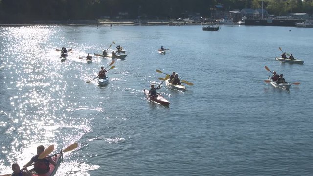 Medium group of people kayaking