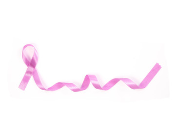 pink ribbon breast cancer on white background.