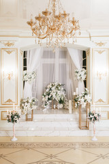 Christmas evening. classic apartments with a white stairs