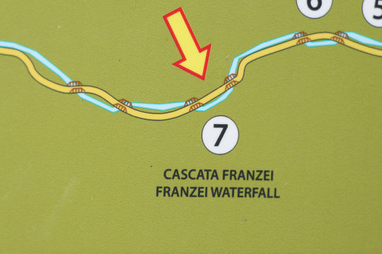 Sign of Franzei waterfall.