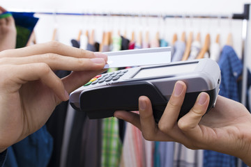 paying by credit card at the store