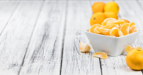 Tangerines (close-up shot) on a vintage background