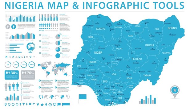 Nigeria Map - Info Graphic Vector Illustration
