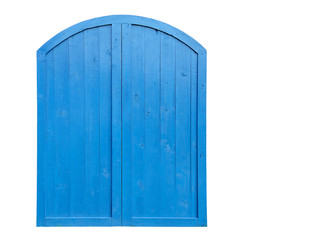 Blue wooden door isolated on white background
