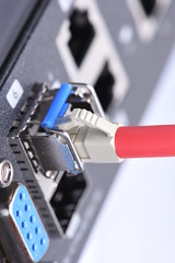 Fiber optic cable connected to switch