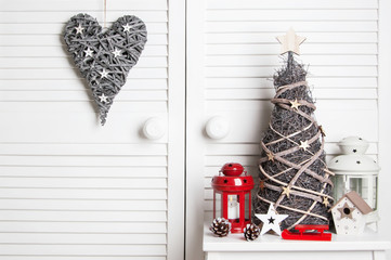 Christmas decoration on door background