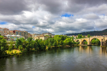 Obraz premium Bridge. River Minho. Ourense city, Galicia, Spain. Picture taken – 29 july 2017.