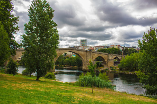 Bridge. River Minho. Ourense city, Galicia, Spain. Picture taken &ndash; 29 july 2017.