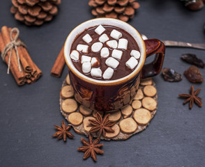 hot chocolate with white marshmallow slices