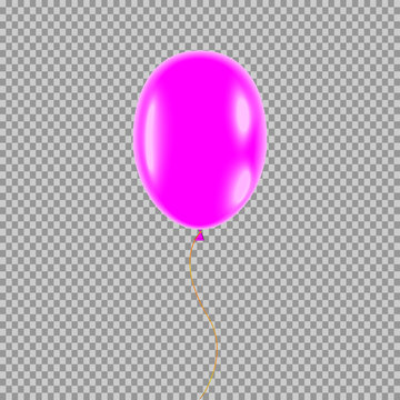 eps 10 vector balloon isolated on transparent background. Pink 3d air balloon filled with helium hanging in the air. Graphic clip art object for web, print, design. Creative tool for holidays, events