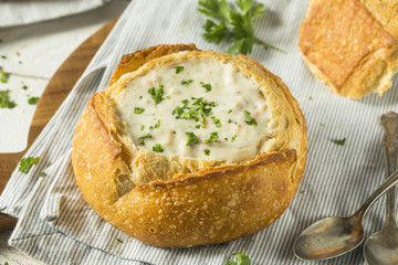 New England Clam Chowder in a Bread Bowl