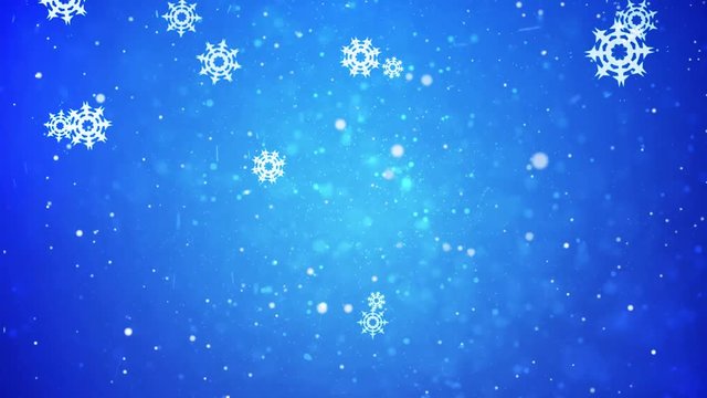 Blue winter snowflakes. Merry Christmas and a Happy New Year background

