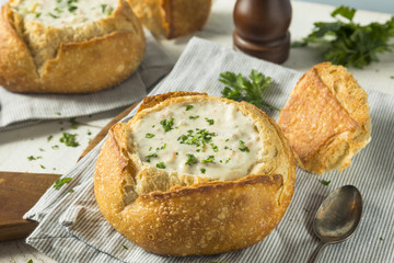New England Clam Chowder in a Bread Bowl