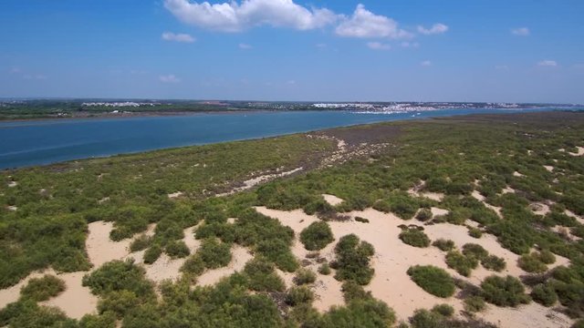 El Rompido desde el aire. Playa de Huelva ( Andalucia, España) Video aereo con drone