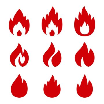 VECTOR. Set of  Fire signs. Fire logo. Business icon for the company. Logo for Oil / Gas / decoration of devices. Other companies. Abstract symbol of fire. Illustration.