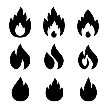 VECTOR. Set of  Fire signs. Fire logo. Business icon for the company. Logo for Oil / Gas / decoration of devices. Other companies. Abstract symbol of fire. Illustration.