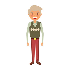 old man grandpather character standing vector illustration