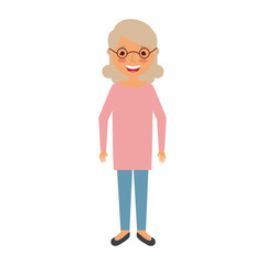 elderly woman grandmother character happy expression vector illustration