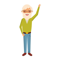 old man grandpather character standing vector illustration