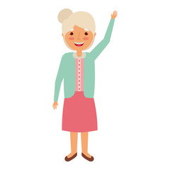 elderly woman grandmother character happy expression vector illustration