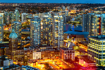 Shoot from above the beautiful night in megapolis