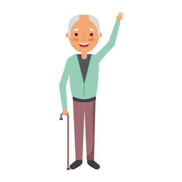 old man grandpather character standing vector illustration