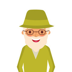 old man portrait of a pensioner grandfather character vector illustration
