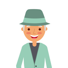 old man portrait of a pensioner grandfather character vector illustration