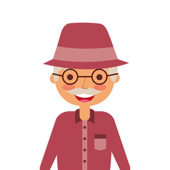 old man portrait of a pensioner grandfather character vector illustration