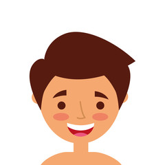 portrait face young man happy character vector illustration