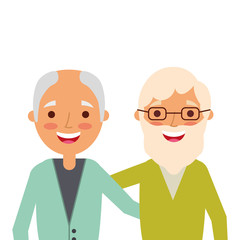 portrait of older men friends embracing happy vector illustration