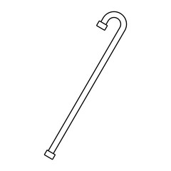 wooden cane stick help walk object vector illustration