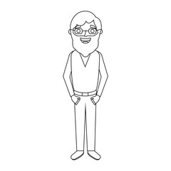 old man grandpather character standing vector illustration