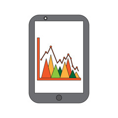 graph chart on cellphone screen icon image vector illustration design 