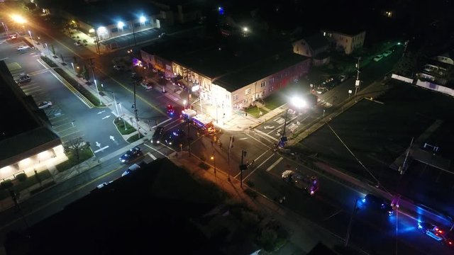 Aerial View of Fire Apparatus on Scene