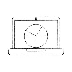 pie graph chart on laptop screen icon image vector illustration design 