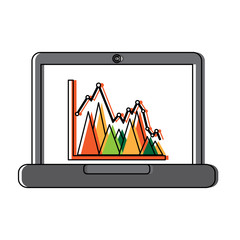 laptop computer screen financial business chart graph