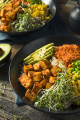 Healthy Organic Tofu and Rice Buddha Bowl