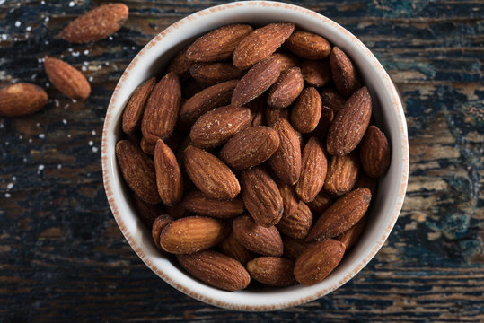 Roasted Salted Almonds in a Bowl