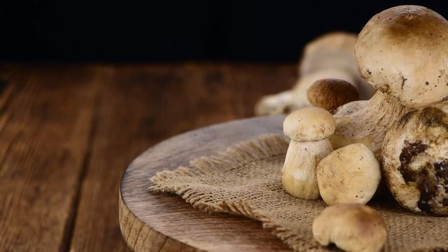 Fresh made Raw Porcini mushrooms (seamless loopable; 4K)