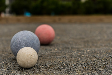 Three Bocce Balls with Copy Space