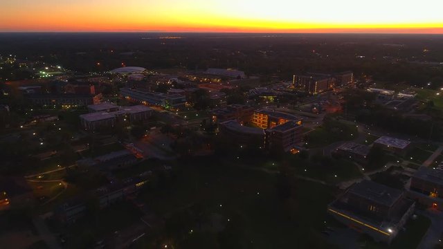 Aerial twilight video FAMU Florida Tallahassee 4k 24p