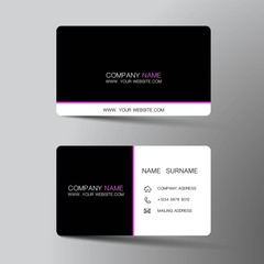  Modern business card template design. With inspiration from the abstract. Contact card for company. Two sided black and white . Vector illustration. 