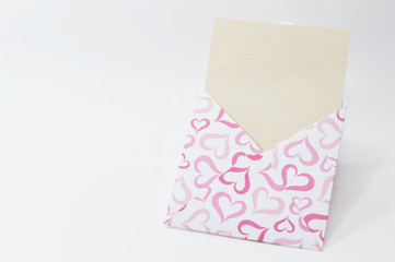 open square envelope with hearts decoration