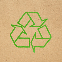 Recycle symbol on recycle paper