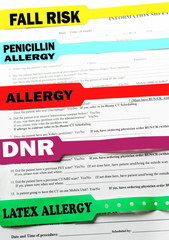 Hospital Patient Safety Bracelets On Forms
