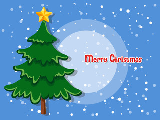 Christmas tree on color background. Happy New Year and decorative element