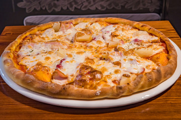 Very tasty pizza in a cafe restaurant