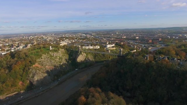 Clifton Suspension Bridge, Observatory & Bristol City Landscape, Aerial Drone Footage